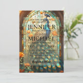 Luxushochzeit: Majestic Peacock Invitations Einladung (Stehend Vorderseite)