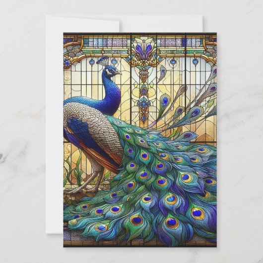 Luxushochzeit: Majestic Peacock Invitations Einladung (Rückseite)