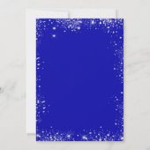 Luxushochzeit Royal Blue Silver Glitzer Einladung (Rückseite)