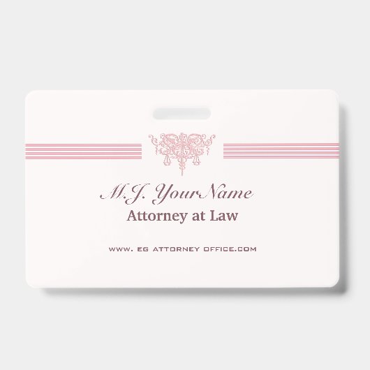 Luxuskleidung für Anwälte, rosa Justizlogo Ausweis (Vorderseite)