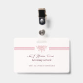 Luxuskleidung für Anwälte, rosa Justizlogo Ausweis (Vorderseite mit Clip)