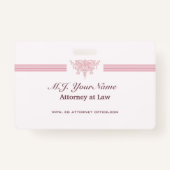 Luxuskleidung für Anwälte, rosa Justizlogo Ausweis (Vorderseite)
