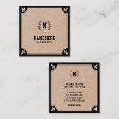 Luxuskraftpapier schwarzes quadratische visitenkarte (Vorne/Hinten)