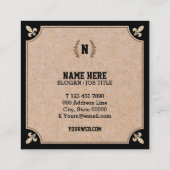 Luxuskraftpapier schwarzes quadratische visitenkarte (Rückseite)