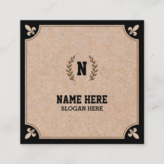 Luxuskraftpapier schwarzes quadratische visitenkarte (Vorderseite)