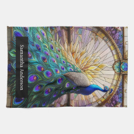Luxusküche: Glass Peacock Individuelle Name Geschirrtuch