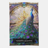 Luxusküche: Glass Peacock Individuelle Name Geschirrtuch (Vertikal)
