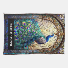 Luxusküche: Glass Peacock Individuelle Name Geschirrtuch