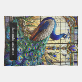 Luxusküche: Glass Peacock Individuelle Name Geschirrtuch