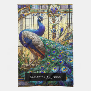 Luxusküche: Glass Peacock Individuelle Name Geschirrtuch