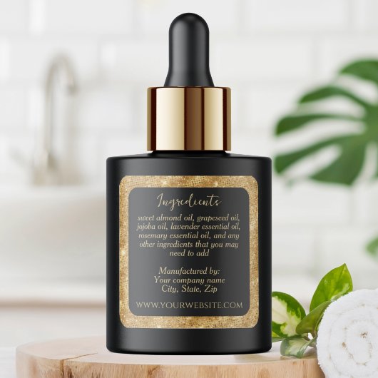 Luxuslabel für Schwarz und Gold Glitzer Quadratischer Aufkleber