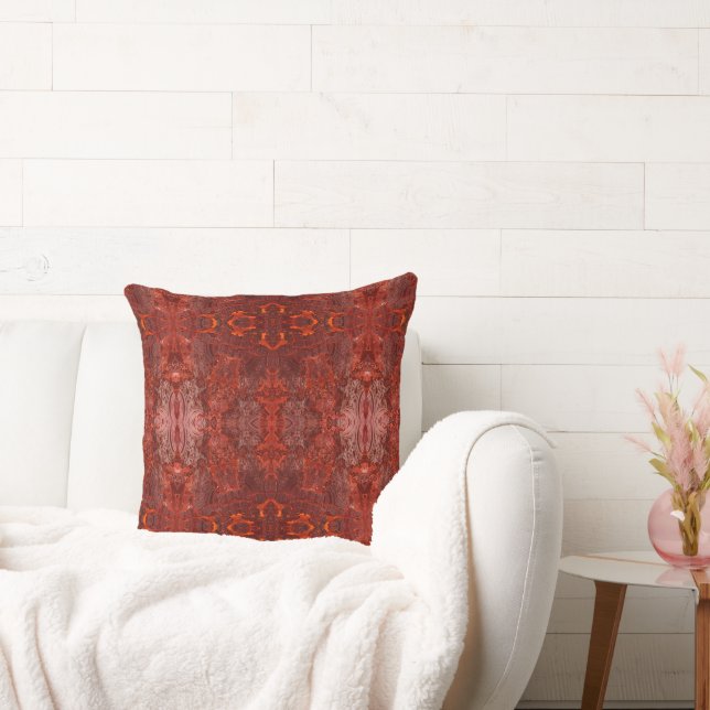 Luxusleder Texturierte goldenbraune Muster Kissen (Liege)