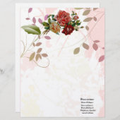 LuxusleinenRose blühen Blumen danken Ihnen Papier Briefbogen (Vorne/Hinten)