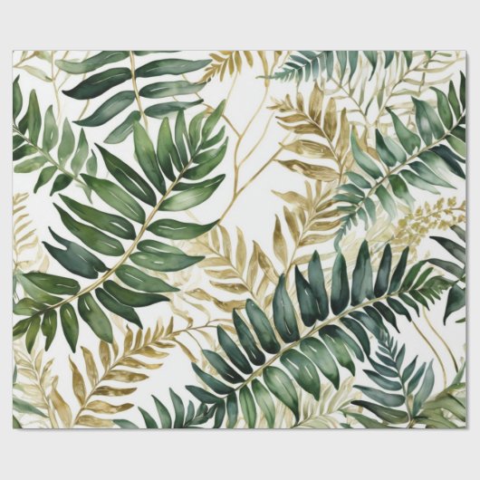 Luxuslinie Fern leaf Golld Geschenkpapier (Flach)