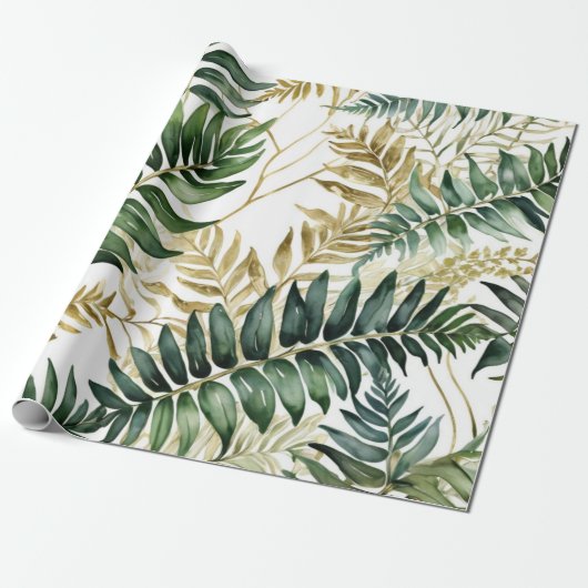 Luxuslinie Fern leaf Golld Geschenkpapier (Ungerollt)