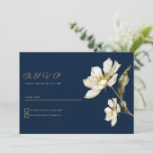 Luxusmarineblau, weißer Glitzer Blume UAWG Einladung (Stehend Vorderseite)