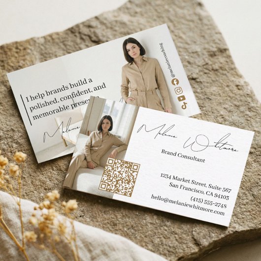 Luxusmarkenberater Eleganter QR-Code-Foto Visitenkarte