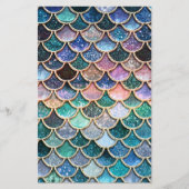 LuxusmehrfarbenGlitzer-Meerjungfrau-Skalen Briefpapier (Vorderseite)