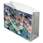 LuxusmehrfarbenGlitzer-Meerjungfrau-Skalen Große Geschenktüte (Rückseite Schrägansicht)
