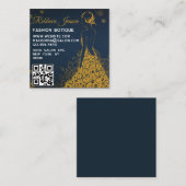 Luxusmode Designer Glitterkleid QR CODE Quadratische Visitenkarte (Vorne/Hinten)