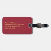 Luxusmonogramm-Rot und Gold Quatre mit Blumen Gepäckanhänger (Rückseite horizontal)