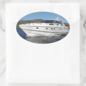 Luxusmotorschiff Ovaler Aufkleber (Tasche)