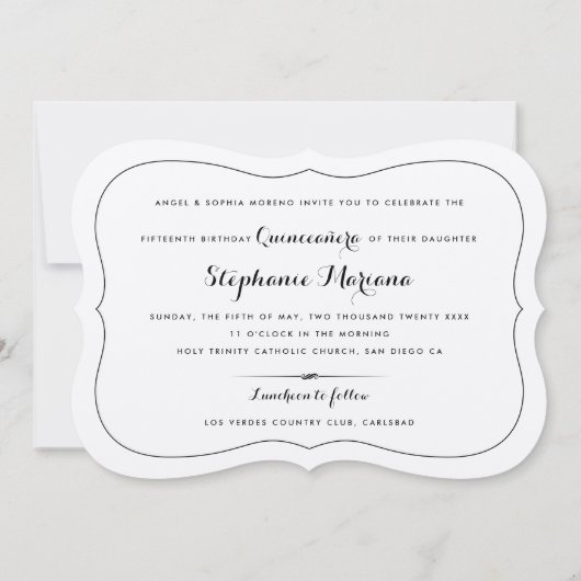 Luxuspapier Quinceañera Süd Western Einladung (Rückseite)