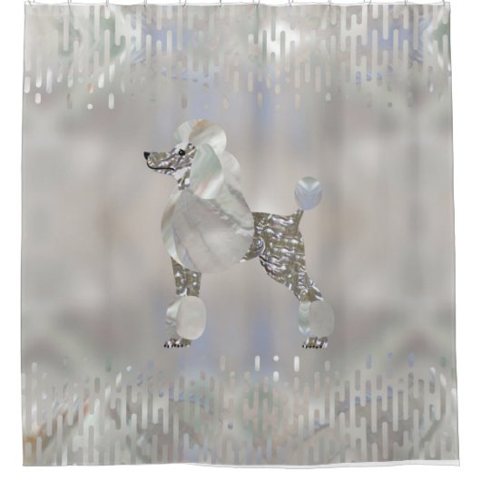 Luxusperlen-und Ohrschnecken-Pudel Duschvorhang (Vorderseite)