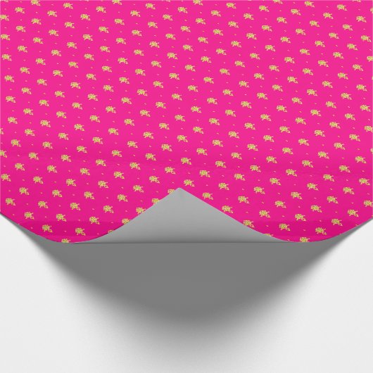 LuxusPink und GoldGirly Damast-Muster Geschenkpapier (Ecke)