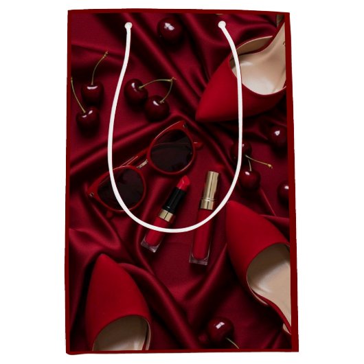 Luxusrote Modegeschenktasche Mittlere Geschenktüte (Vorderseite)