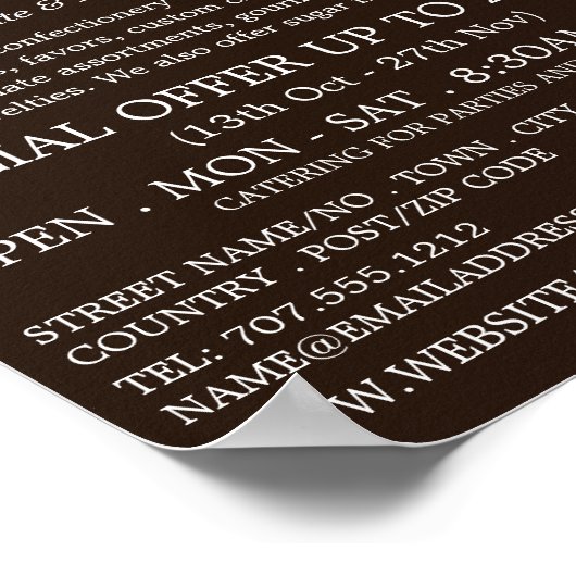 Luxusschokolade, Süßwarenartikel Werbung Poster (Ecke)