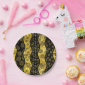 Luxusschwarz-und Goldafrikaner-Muster Pappteller (Party)