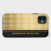 Luxusschwarz-und Goldmännliche Raute Case-Mate iPhone Hülle (Rückseite (Horizontal))