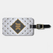 Luxussilber getuftes Monogramm personalisieren Gepäckanhänger (Vorderseite horizontal)