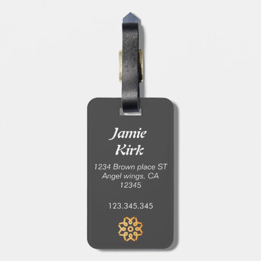 Luxussilber getuftes Monogramm personalisieren Gepäckanhänger (Rückseite vertikal)