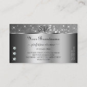Luxussilber-Glitzer-Stars Diamanten und Monogram Visitenkarte (Rückseite)