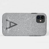 Luxussilber-Glitzer und Sparkle-Monogramm Case-Mate iPhone Hülle (Rückseite (Horizontal))