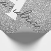 Luxussilber-Glitzer und Sparkle-Monogramm Geschenkpapier (Ecke)