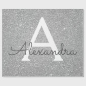 Luxussilber-Glitzer und Sparkle-Monogramm Geschenkpapier (Flach)