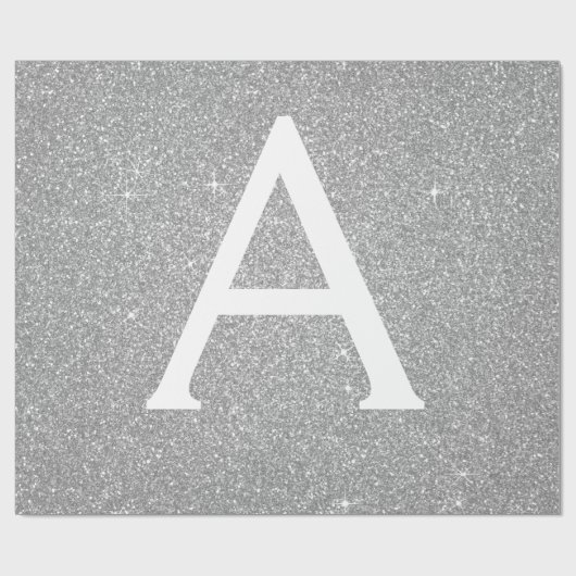 Luxussilber-Glitzer und Sparkle-Monogramm Geschenkpapier (Flach)