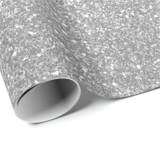 Luxussilber-Glitzer und Sparkle-Monogramm Geschenkpapier (Rolleneckpunkt)
