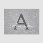 Luxussilber-Glitzer und Sparkle-Monogramm Seidenpapier (Vorderseite)