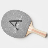Luxussilber-Glitzer und Sparkle-Monogramm Tischtennis Schläger (Seitenansicht)