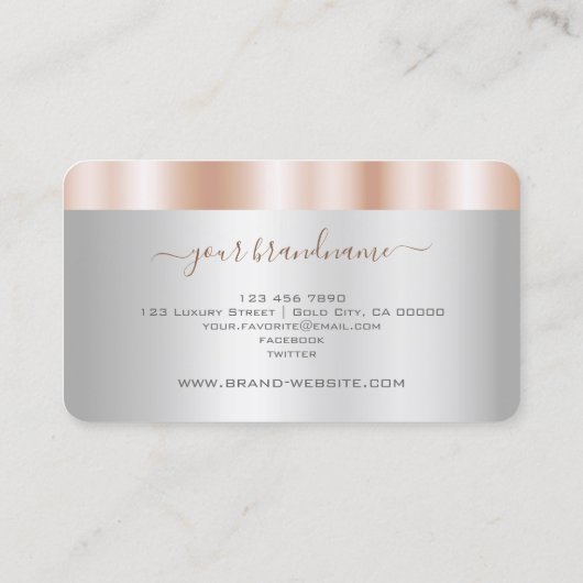 Luxussilber und Rose Gold Effekt Beruflich Visitenkarte (Rückseite)