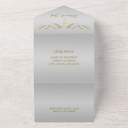 Luxussilbergoldgrenze verziert all in one einladung (Außenbereich)