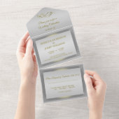 Luxussilbergoldgrenze verziert all in one einladung (Abreißen)