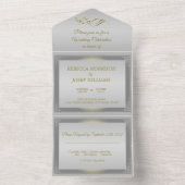 Luxussilbergoldgrenze verziert all in one einladung (Innen Boden)