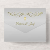 Luxussilbergoldgrenze verziert all in one einladung (Rückseite)