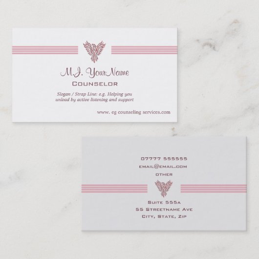 Luxusstreifen des persönlichen Ratgebers und rosa Visitenkarte (Vorne/Hinten)