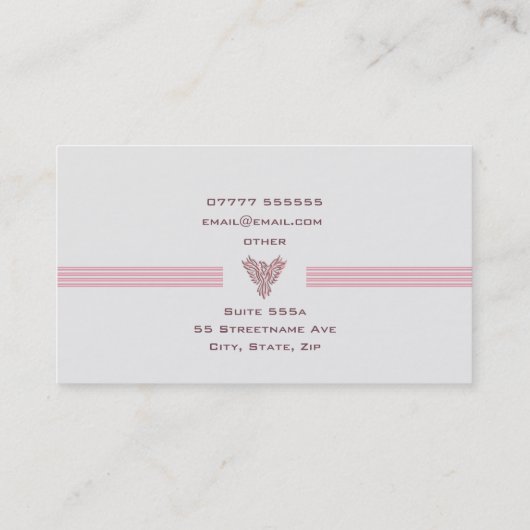 Luxusstreifen des persönlichen Ratgebers und rosa Visitenkarte (Rückseite)